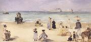 Edouard Manet Sur la plage de Boulogne (mk40) oil painting on canvas